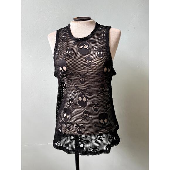 Tripp nyc Tops - Y2k/90s Lace Skull Crossbone Goth Tank Top by Tripp NYC - Size Small